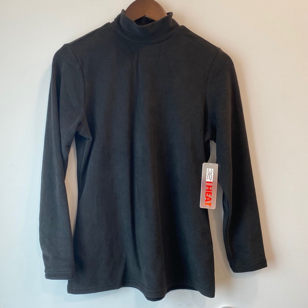 32 Degrees Heat NWT Top Women L Black Mock Neck Fleece Base Layer Hiking Camping